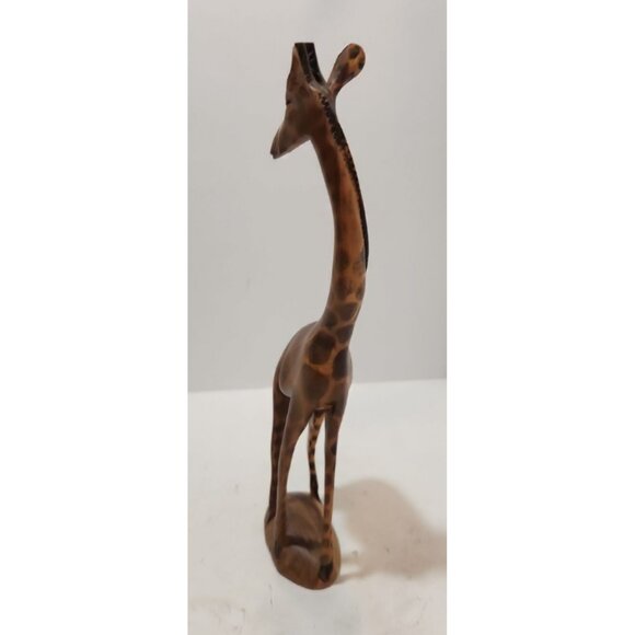 Vtg Besmo Kenya Handcarved Wooden Pair of Giraffe Figurines 12" Tall - Picture 15 of 16